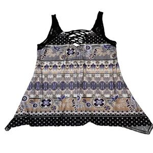 🎄 5/$25 Black and Purple Floral Women's Blouse